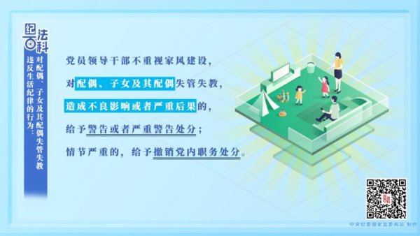 纪法百科丨违反生活纪律的行为：对配偶、子女及其配偶失管失教