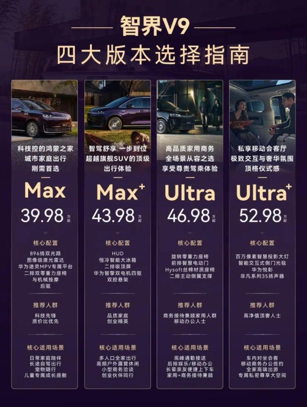 入门即满配！智界V9四款配置精准满足高端出行差异化需