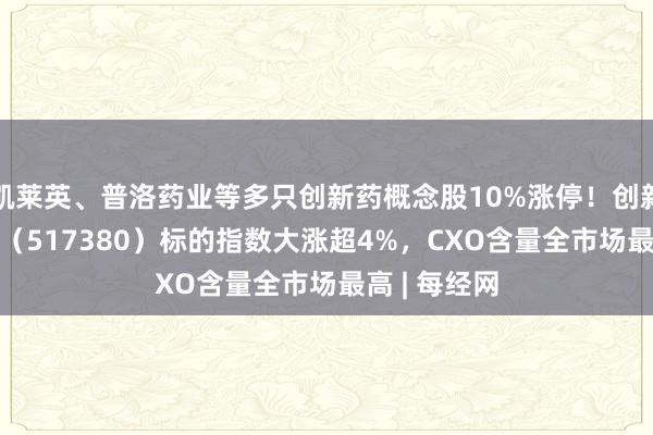 凯莱英、普洛药业等多只创新药概念股10%涨停！创新药ETF天弘（517380）标的指数大涨超4%，CXO含量全市场最高 | 每经网