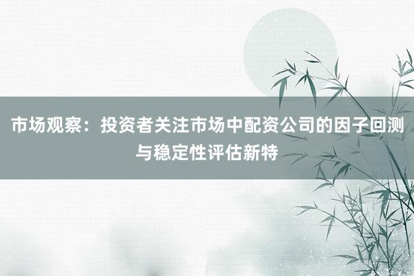 市场观察：投资者关注市场中配资公司的因子回测与稳定性评估新特
