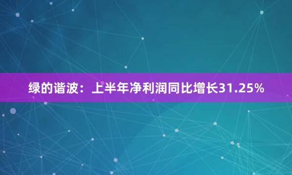 绿的谐波：上半年净利润同比增长31.25%