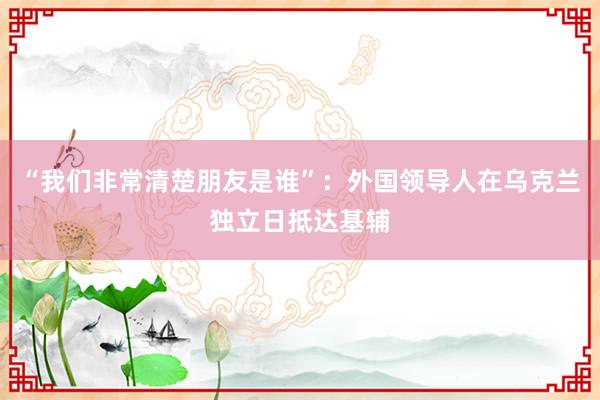 “我们非常清楚朋友是谁”：外国领导人在乌克兰独立日抵达基辅