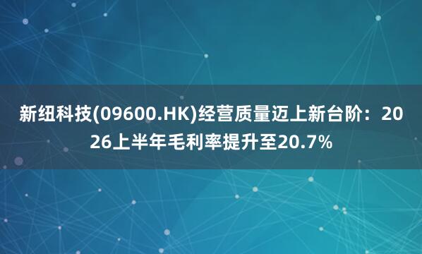 新纽科技(09600.HK)经营质量迈上新台阶：2026上半年毛利率提升至20.7%