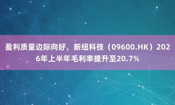 盈利质量边际向好，新纽科技（09600.HK）2026年上半年毛利率提升至20.7%