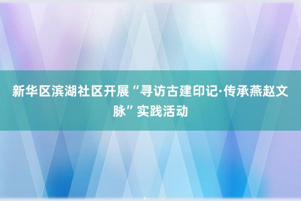 新华区滨湖社区开展“寻访古建印记·传承燕赵文脉”实践活动