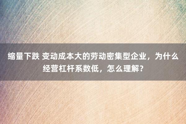 缩量下跌 变动成本大的劳动密集型企业，为什么经营杠杆系数低，怎么理解？