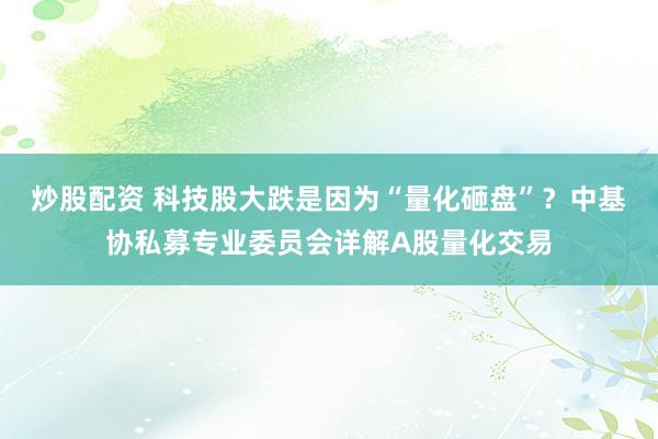 炒股配资 科技股大跌是因为“量化砸盘”？中基协私募专业委员会详解A股量化交易