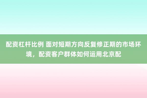 配资杠杆比例 面对短期方向反复修正期的市场环境，配资客户群体如何运用北京配