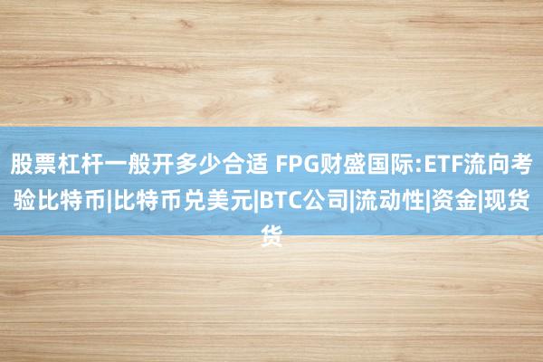 股票杠杆一般开多少合适 FPG财盛国际:ETF流向考验比特币|比特币兑美元|BTC公司|流动性|资金|现货