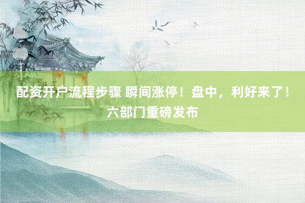配资开户流程步骤 瞬间涨停！盘中，利好来了！六部门重磅发布