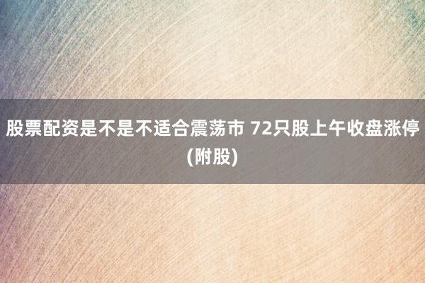 股票配资是不是不适合震荡市 72只股上午收盘涨停(附股)