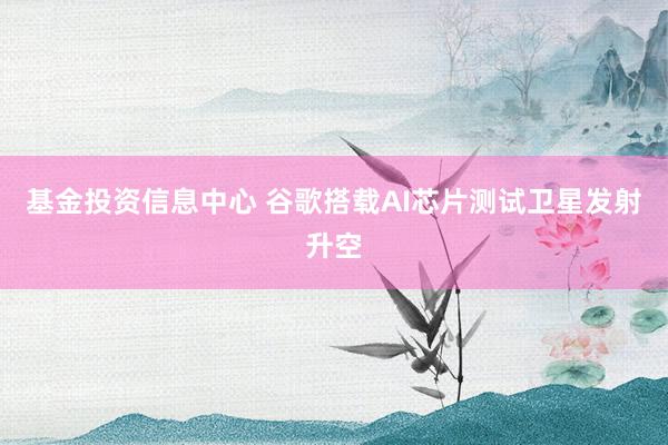 基金投资信息中心 谷歌搭载AI芯片测试卫星发射升空