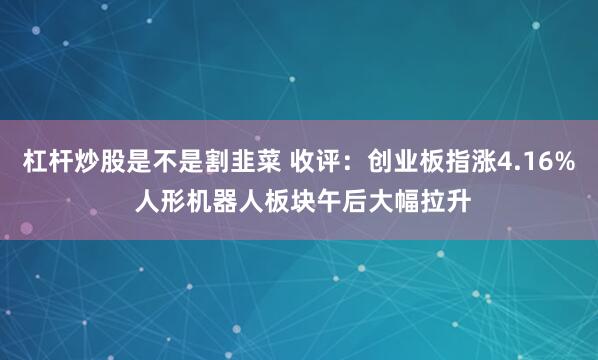 杠杆炒股是不是割韭菜 收评:创业板指涨4.16% 人形机器人板块午后大幅拉升